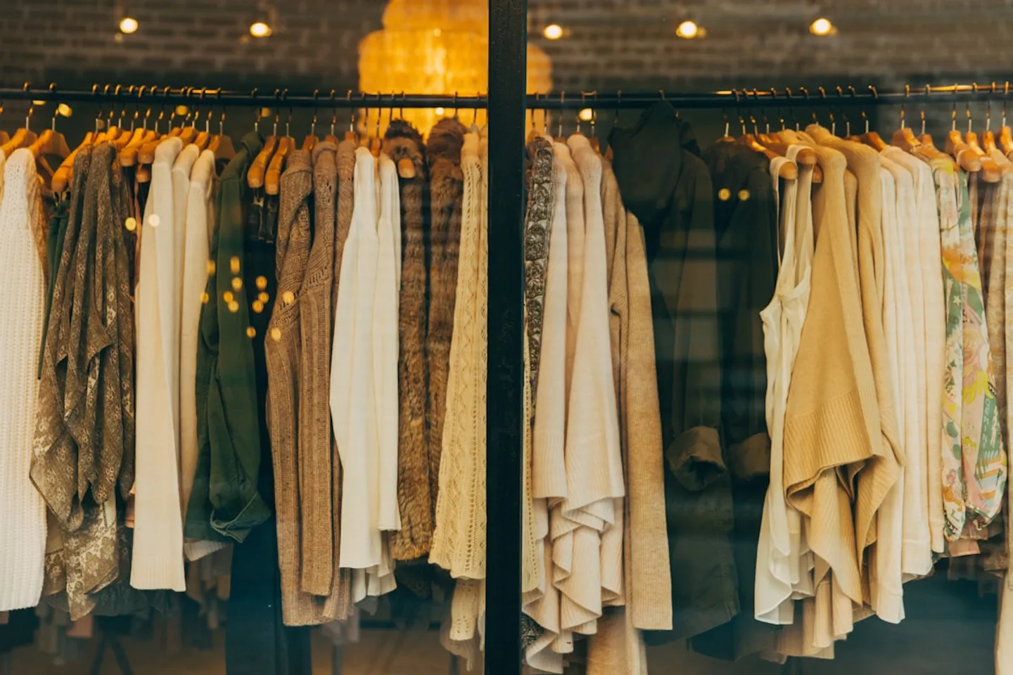 Clothing racks in a modern apparel store.